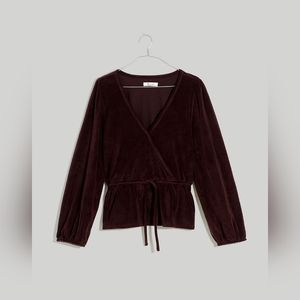 NWT Madewell Corduroy Tie-Front Faux-Wrap Top